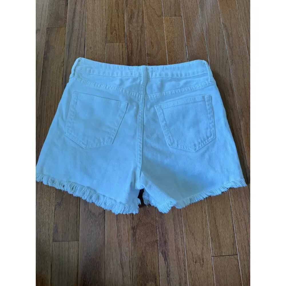 Just USA | White Distressed Jean Shorts Sz Medium Preppy Summer Frayed Hem